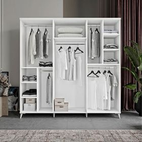 GuneyStore Milas 6 Kapaklı Komple MDF Beyaz Gardırop
