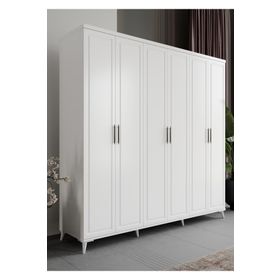 GuneyStore Milas 6 Kapaklı Komple MDF Beyaz Gardırop