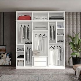 GuneyStore Milas 6 Kapaklı Komple MDF Yüklüklü Gardırop