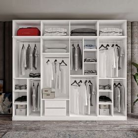 GuneyStore Milas 8 Kapaklı Komple MDF Ayaklı Yüklüklü Gardırop