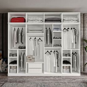 GuneyStore Milas 8 Kapaklı Komple MDF Yüklüklü Gardırop