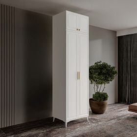 GuneyStore Milas Gold 2 Kapaklı Komple MDF Ayaklı Yüklüklü Gardırop