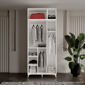 GuneyStore Milas Gold 3 Kapaklı Komple MDF Ayaklı Yüklüklü Gardırop