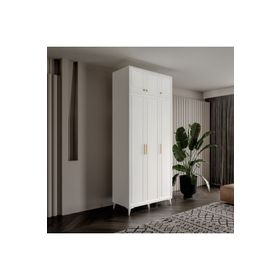 GuneyStore Milas Gold 3 Kapaklı Komple MDF Ayaklı Yüklüklü Gardırop