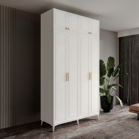 GuneyStore Milas Gold 4 Kapaklı Komple MDF Ayaklı Yüklüklü Gardırop