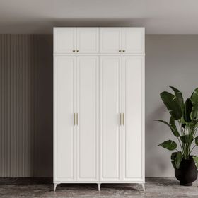 GuneyStore Milas Gold 4 Kapaklı Komple MDF Ayaklı Yüklüklü Gardırop