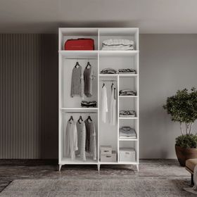 GuneyStore Milas Gold 4 Kapaklı Komple MDF Ayaklı Yüklüklü Gardırop