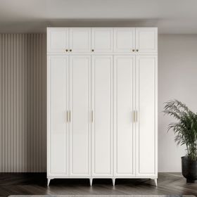 GuneyStore Milas Gold 5 Kapaklı Komple MDF Ayaklı Yüklüklü Gardırop