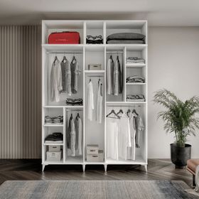 GuneyStore Milas Gold 5 Kapaklı Komple MDF Ayaklı Yüklüklü Gardırop