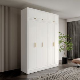 GuneyStore Milas Gold 5 Kapaklı Komple MDF Yüklüklü Gardırop
