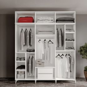 GuneyStore Milas Gold 6 Kapaklı Komple MDF Ayaklı Yüklüklü Gardırop
