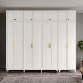 GuneyStore Milas Gold 8 Kapaklı Komple MDF Ayaklı Yüklüklü Gardırop