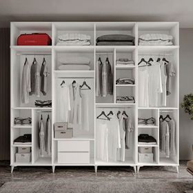 GuneyStore Milas Gold 8 Kapaklı Komple MDF Ayaklı Yüklüklü Gardırop