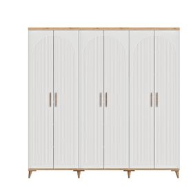 GuneyStore Nevada 6 Kapaklı Atlantik Çam Beyaz Gardırop