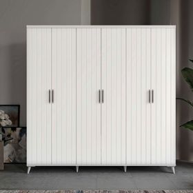 GuneyStore Odesa 6 Kapaklı Komple MDF Beyaz Gardırop
