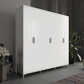 GuneyStore Odesa 6 Kapaklı Komple MDF Beyaz Gardırop