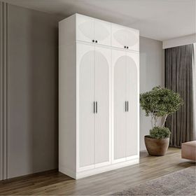 GuneyStore Oslo 4 Kapaklı Yüklüklü Beyaz Gardırop