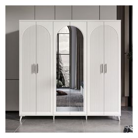 GuneyStore Oslo 6 Kapaklı Aynalı Beyaz Gardırop