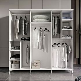 GuneyStore Oslo 6 Kapaklı Aynalı Komple MDF Beyaz Gardırop