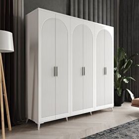 GuneyStore Oslo 6 Kapaklı Komple MDF Beyaz Gardırop