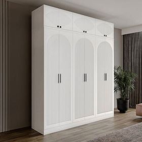 GuneyStore Oslo 6 Kapaklı Yüklüklü Beyaz Gardırop