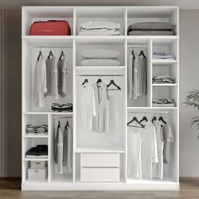 GuneyStore Oslo 6 Kapaklı Yüklüklü Beyaz Gardırop