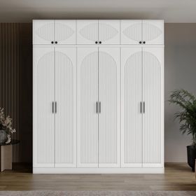 GuneyStore Oslo 6 Kapaklı Yüklüklü Beyaz Gardırop