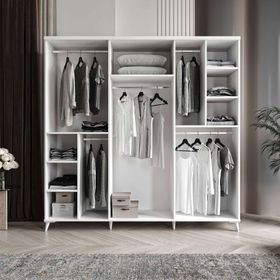 GuneyStore Pana 6 Kapaklı Beyaz Gardırop