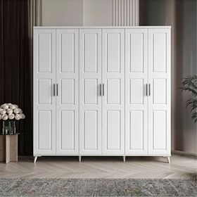 GuneyStore Pana 6 Kapaklı Komple MDF Beyaz Gardırop