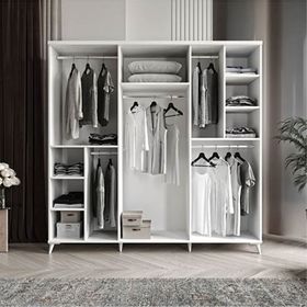 GuneyStore Pana 6 Kapaklı Komple MDF Beyaz Gardırop