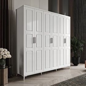 GuneyStore Pana 6 Kapaklı Komple MDF Beyaz Gardırop