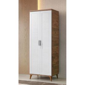 GuneyStore Paris 2 Kapaklı Atlatik Çam Beyaz Gardırop
