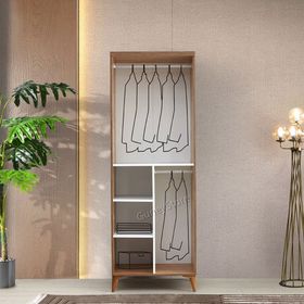 GuneyStore Paris 2 Kapaklı Komple Mdf Atlantik Çam Beyaz Gardırop