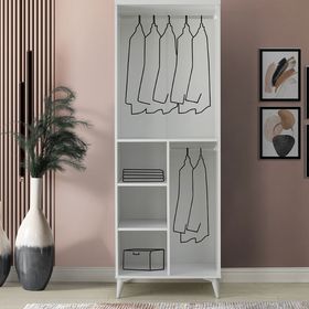 GuneyStore Paris 2 Kapaklı Komple Mdf Beyaz Gardırop