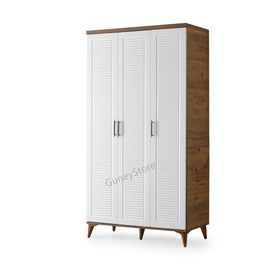 GuneyStore Paris 3 Kapaklı Atlantik Çam Beyaz Gardırop