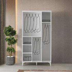 GuneyStore Paris 3 Kapaklı Komple Mdf Beyaz Gardırop