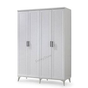 GuneyStore Paris 4 Kapaklı Beyaz Gardırop