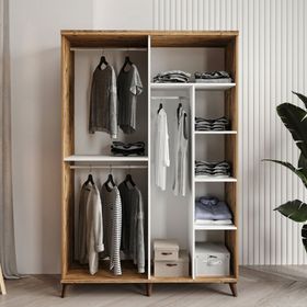 GuneyStore Paris 4 Kapaklı Komple Mdf Atlantik Çam Beyaz Gardırop