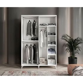 GuneyStore Paris 4 Kapaklı Komple Mdf Beyaz Gardırop