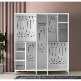 GuneyStore Paris 5 Kapaklı Beyaz Gardırop