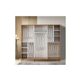 GuneyStore Paris 6 Kapaklı Atlantik Çam Beyaz Gardırop