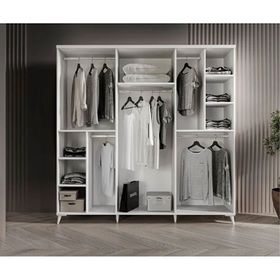GuneyStore Paris 6 Kapaklı Beyaz Aynalı Gardırop
