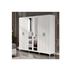 GuneyStore Paris 6 Kapaklı Beyaz Aynalı Gardırop