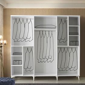 GuneyStore Paris 6 Kapaklı Gardırop Beyaz Gardolap