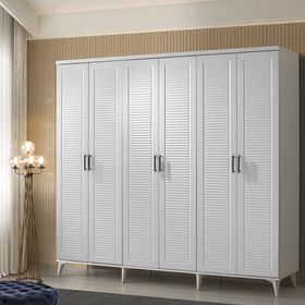 GuneyStore Paris 6 Kapaklı Komple Mdf Beyaz Gardırop