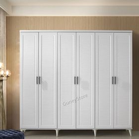 GuneyStore Paris 6 Kapaklı Komple Mdf Beyaz Gardırop