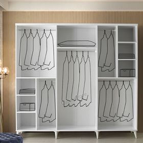 GuneyStore Paris 6 Kapaklı Komple Mdf Beyaz Gardırop