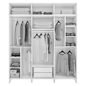 GuneyStore Paris 6 Kapaklı Yüklüklü Beyaz Gardırop