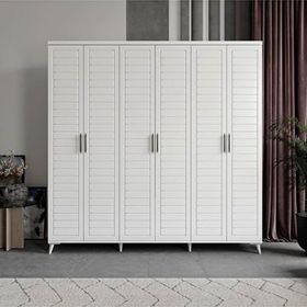 GuneyStore Rodos 6 Kapaklı Komple MDF Beyaz Gardırop