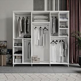 GuneyStore Rodos 6 Kapaklı Komple MDF Beyaz Gardırop
